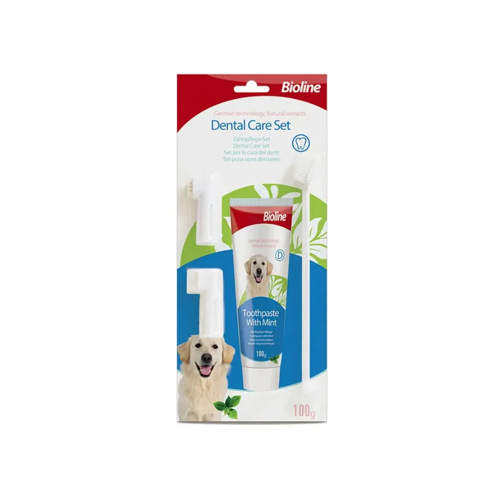 Bioline Pet Toothpaste & Toothbrush Set (Beef Flavor)
