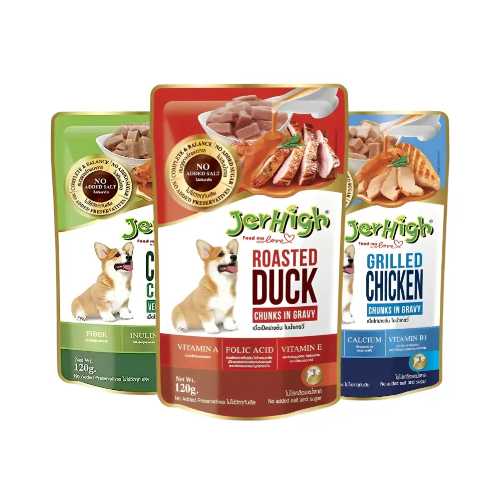 JerHigh Adult Dog Wet Food (Pouch) 120g (Chicken & Vegetable in Gravy)