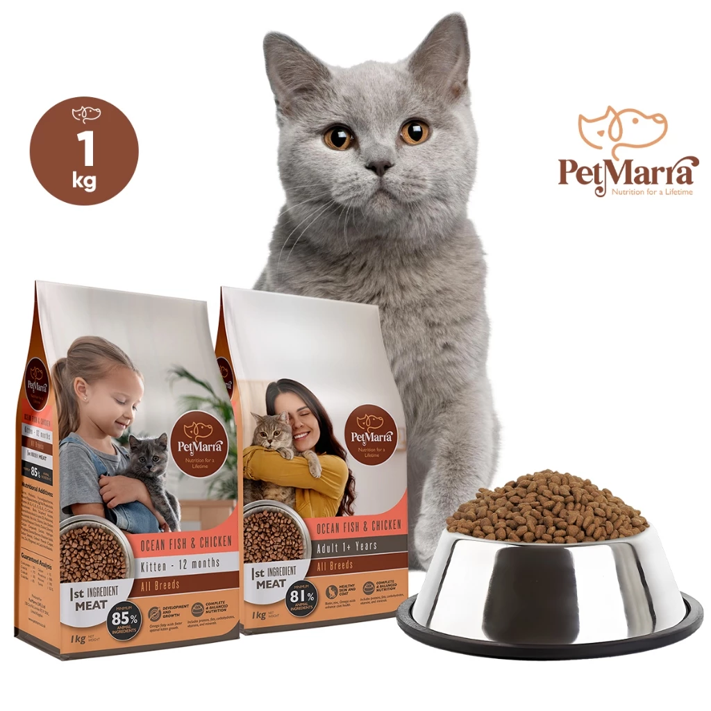 PetMarra Adult Cat Dry Food (1kg, Chicken and Liver)