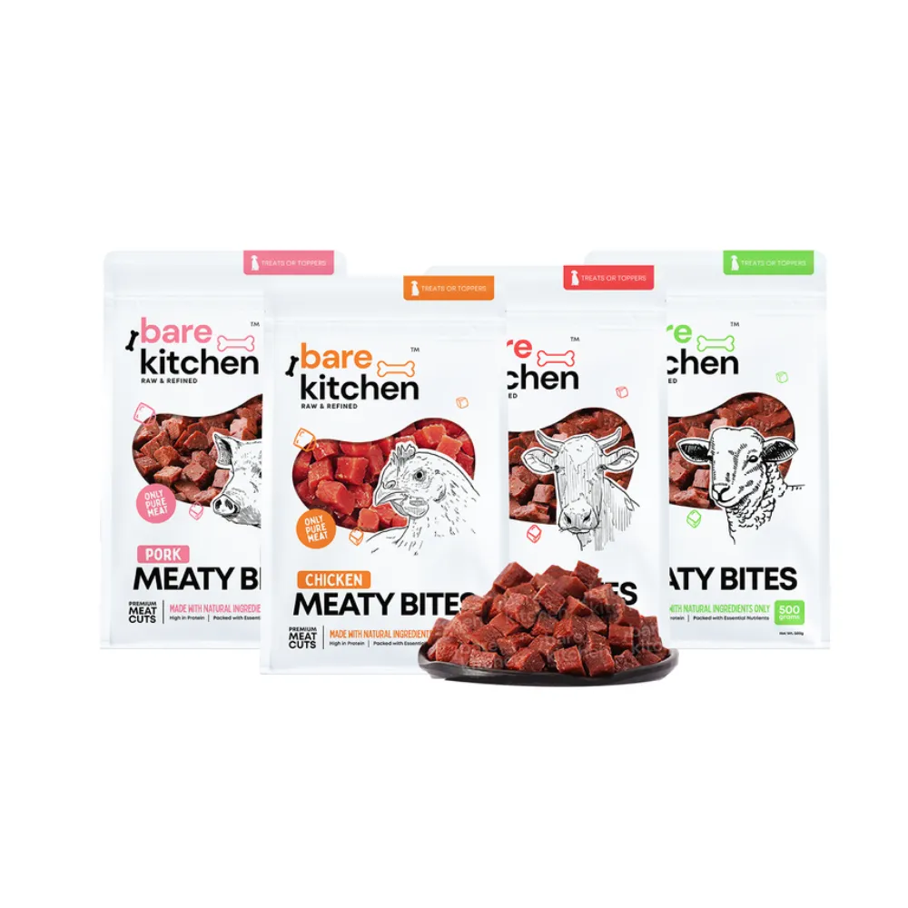 Bare Kitchen Premium Meaty Bites Cubes Dog Treats 500g