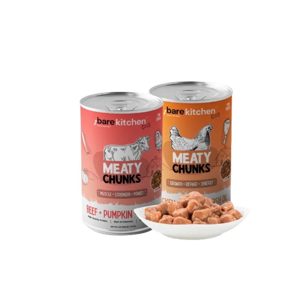 Bare Kitchen Organic Meaty Chunks Wet Dog Food (Can) 430g