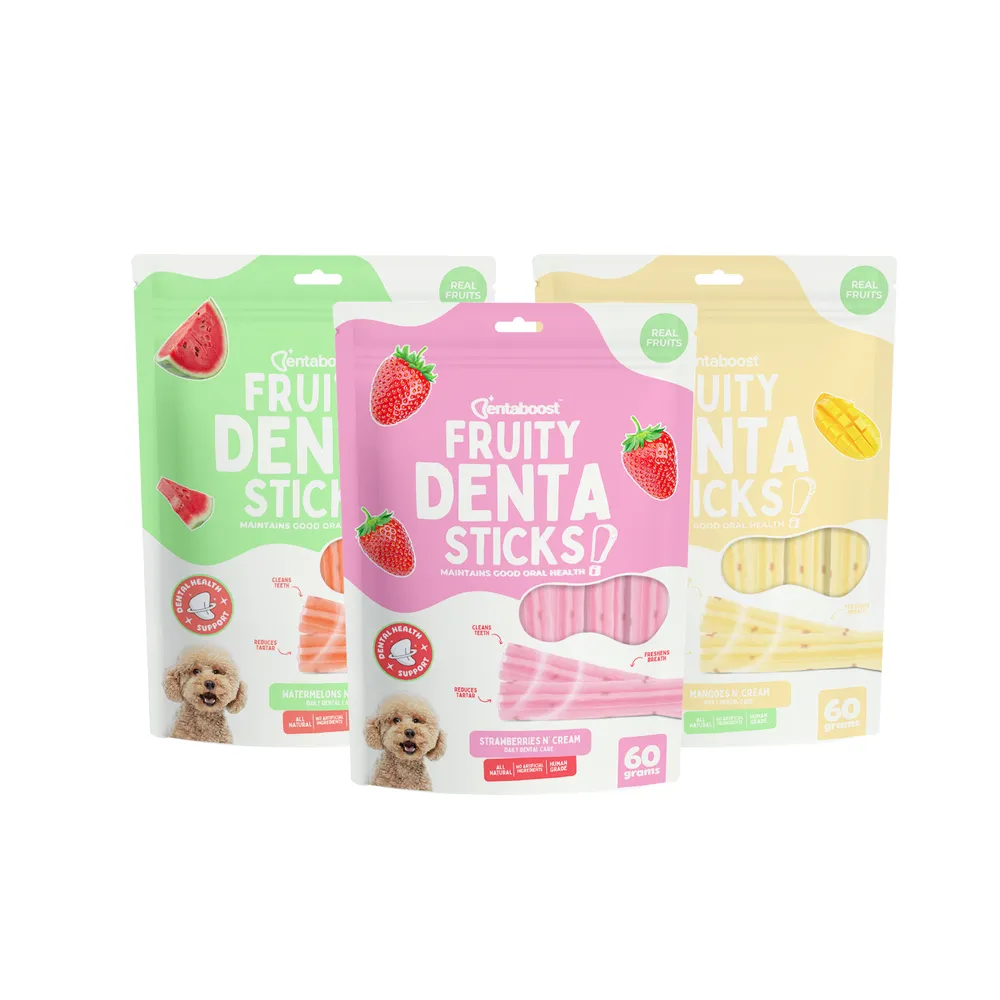 Dentaboost Fruity Dental Sticks 60g (Strawberries N' Cream)