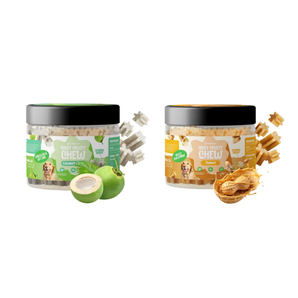 Dentaboost Daily Fruity Chew Chopped Dental Sticks Jar 150g (Coconut Cloud)