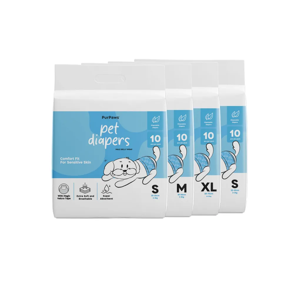 PurPaws Male Dog Diapers 10pcs (XS (42x17.5cm))