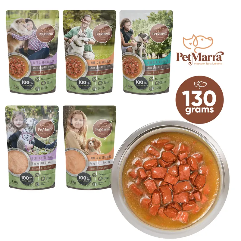 PetMarra Chunks in Gravy for Adult Dog Pouch (Lamb and Vegetables)