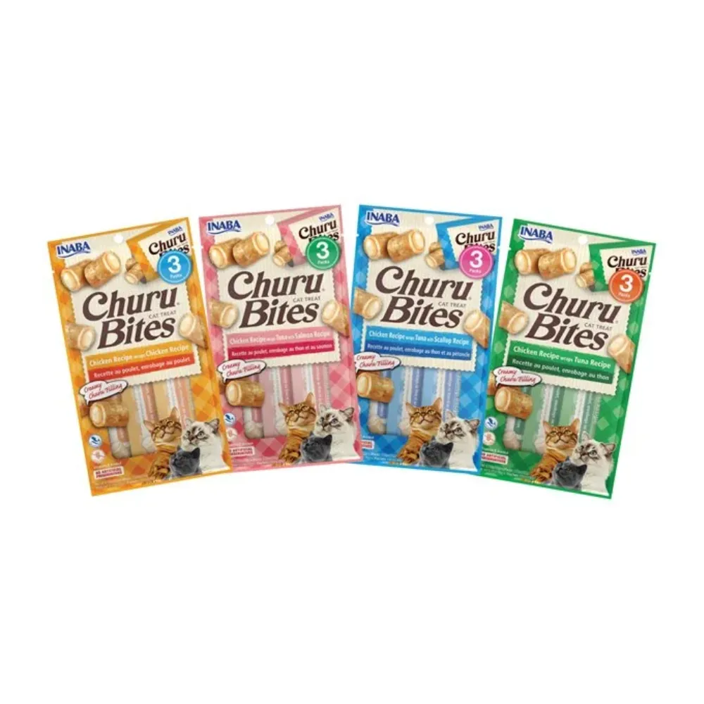Inaba Churu Bites Cat Treats 3 x 10g (Chicken Recipe Wraps Tuna Recipe)
