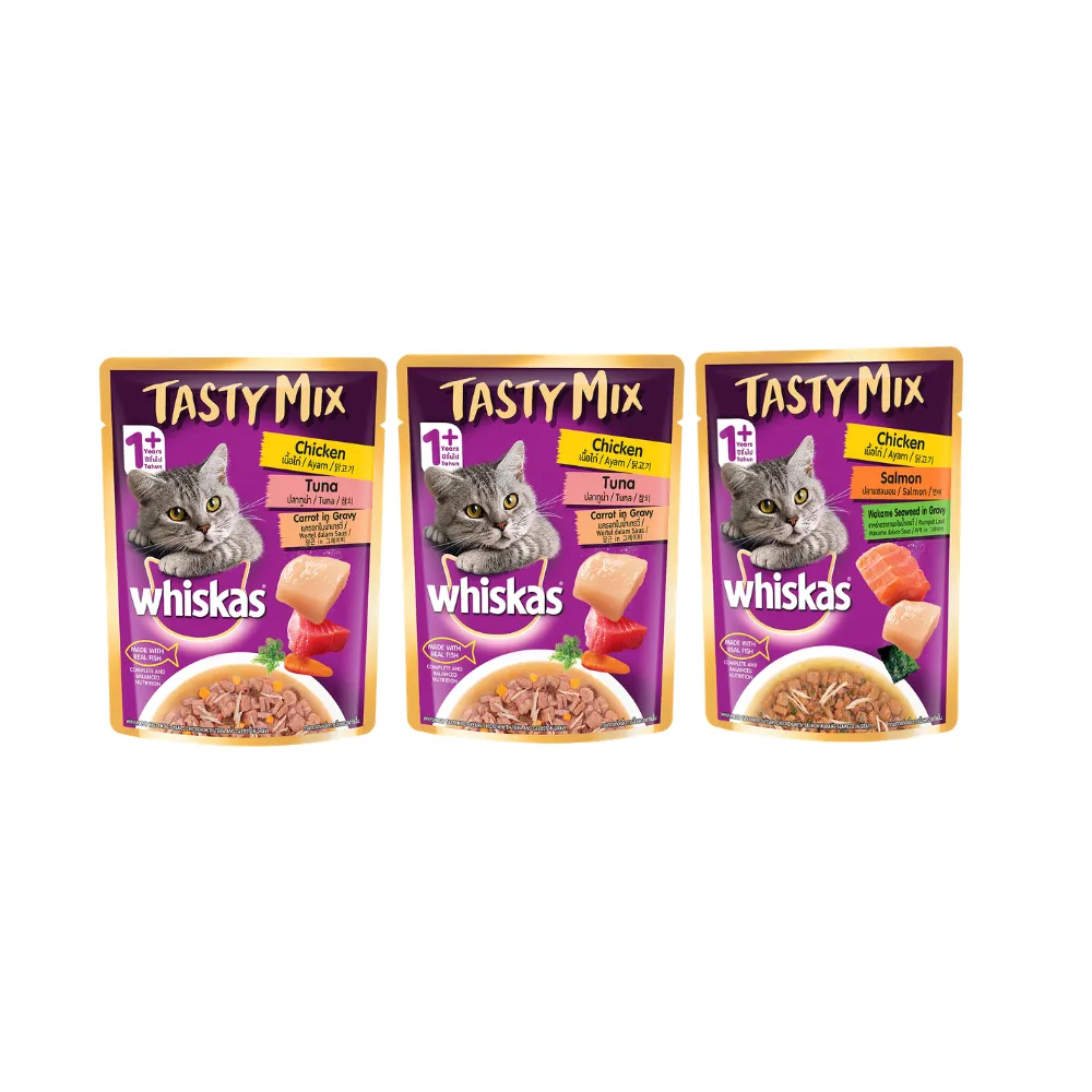 Whiskas Tasty Mix Adult Wet Food (Pouch) (Chicken & Tuna w/ Carrot in Gravy)